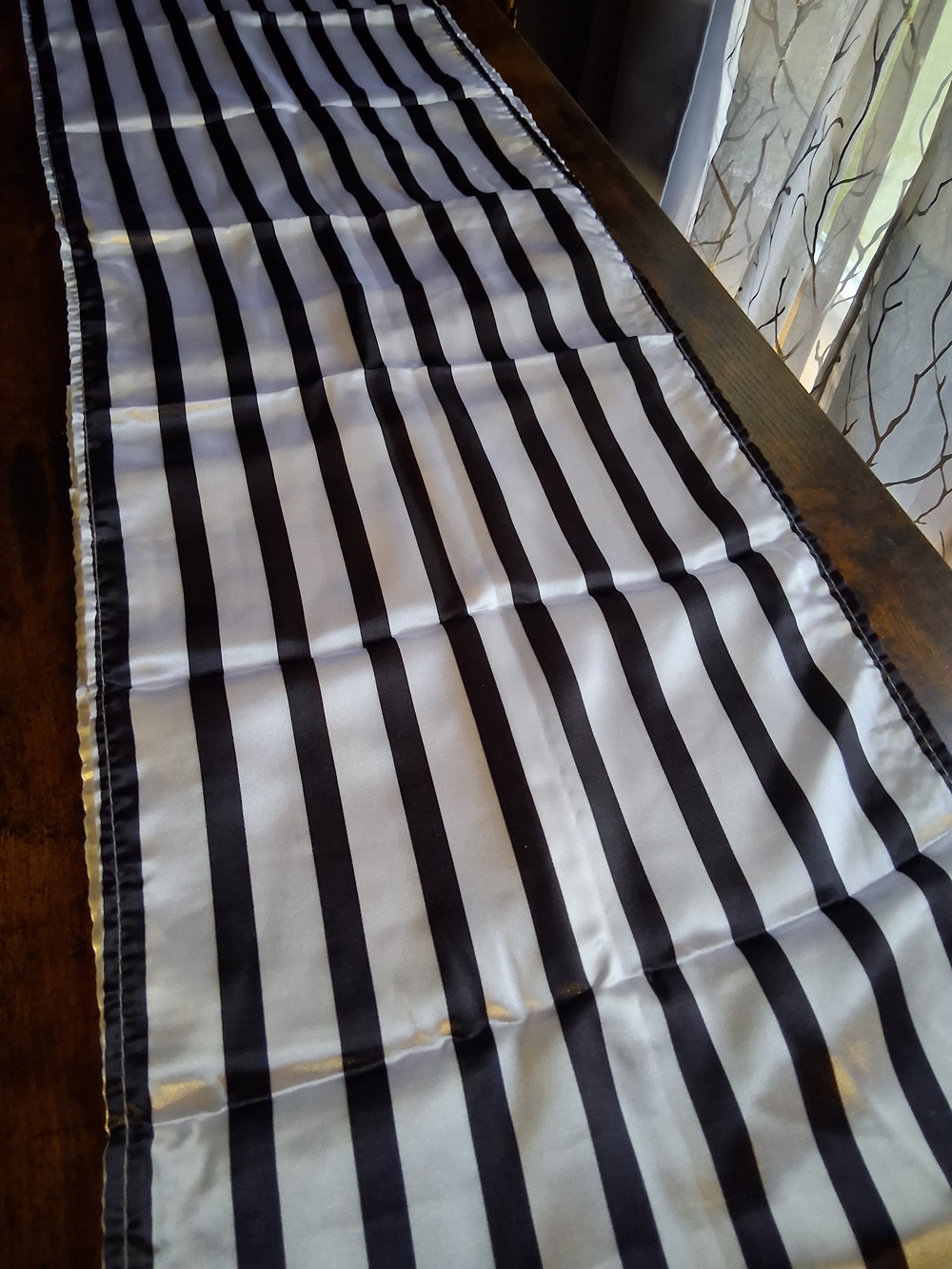 Classic Black and White Striped Table Runner - Unbranded